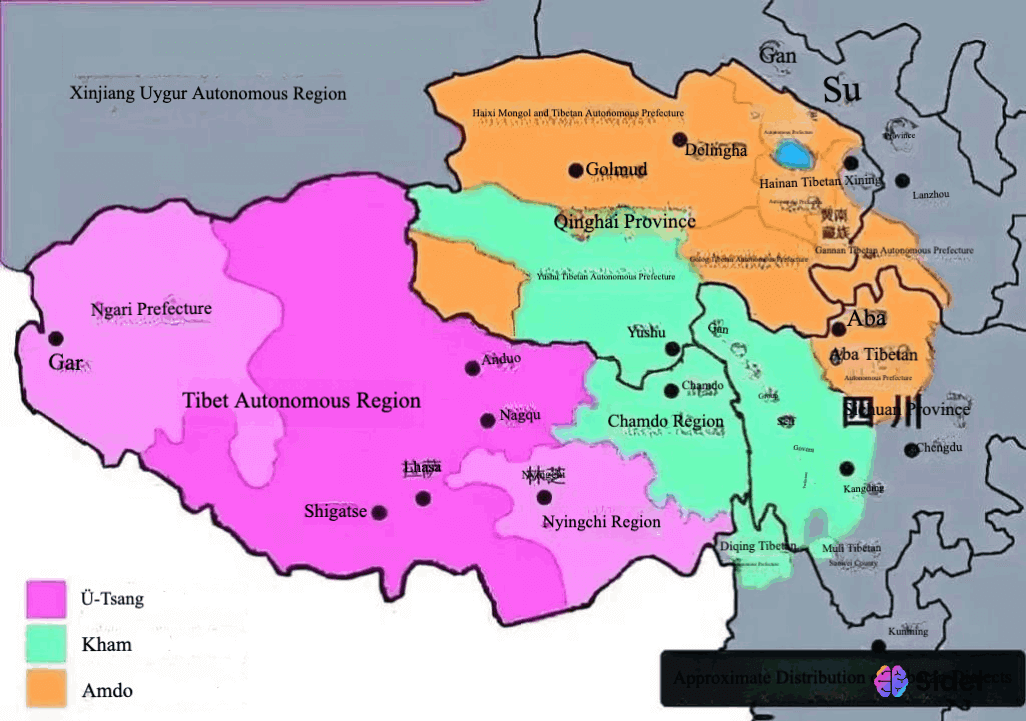 Map of Tibetan regions
